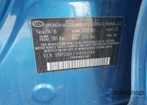 2017 Hyundai Elantra Se from USA, damaged, VIN 5NPD84LF3HH160244